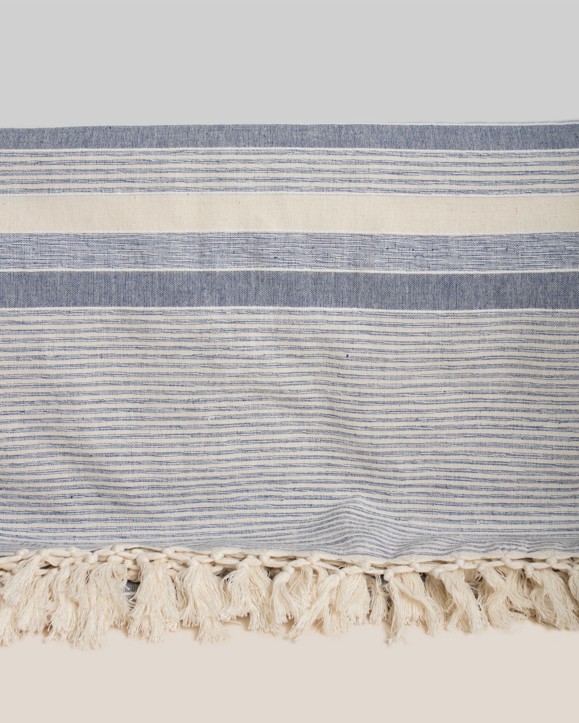 A Trouvé large woven striped textile with tassels